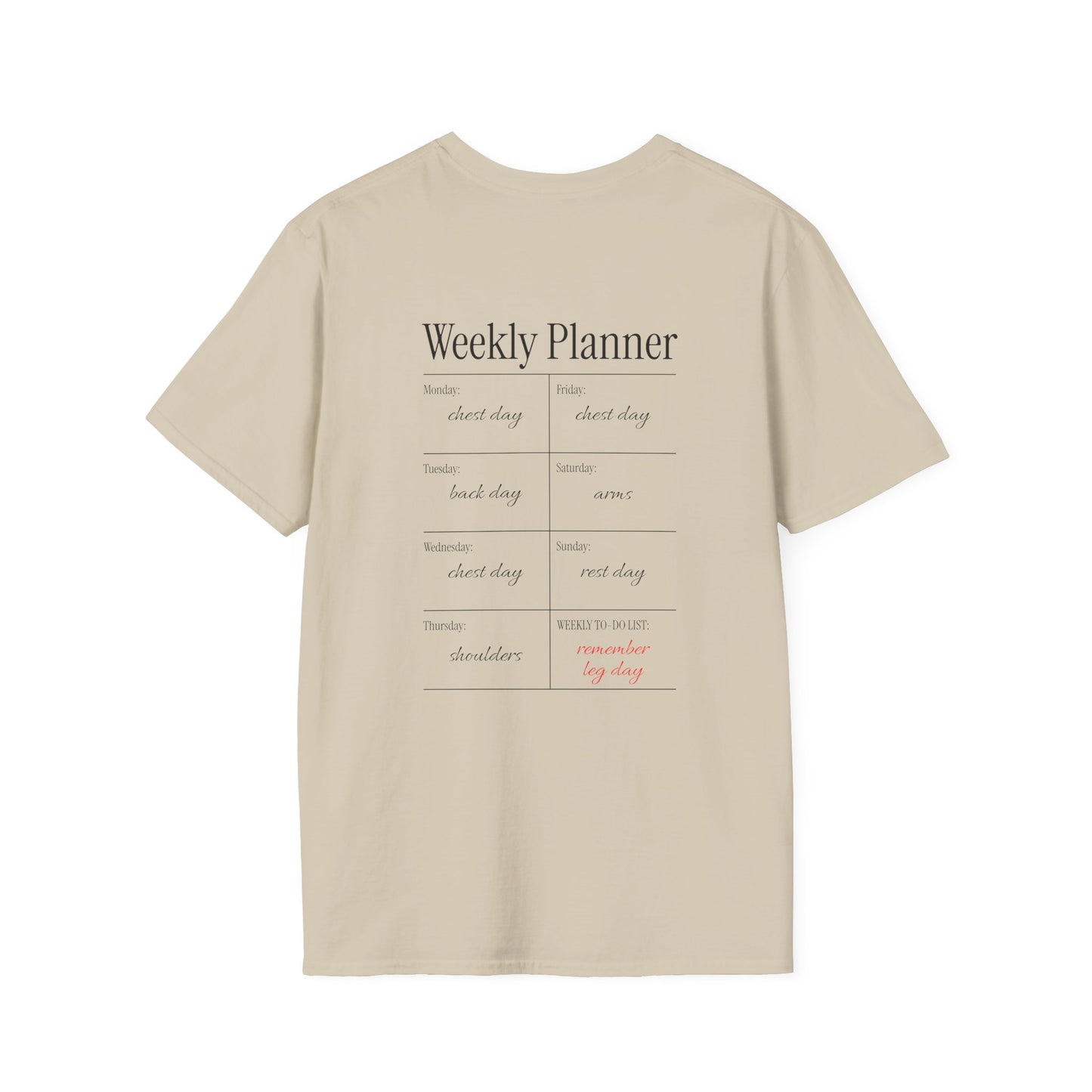 Weekly Gym Planner T-Shirt