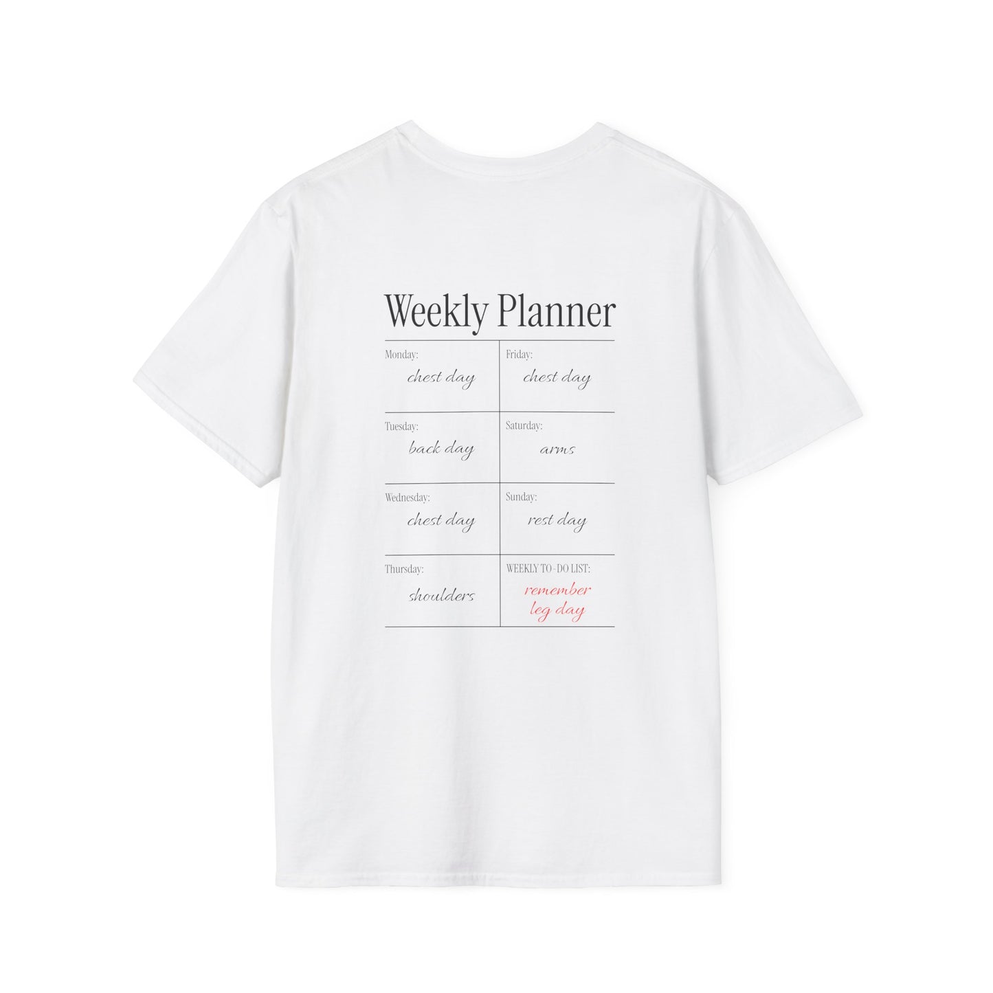 Weekly Gym Planner T-Shirt