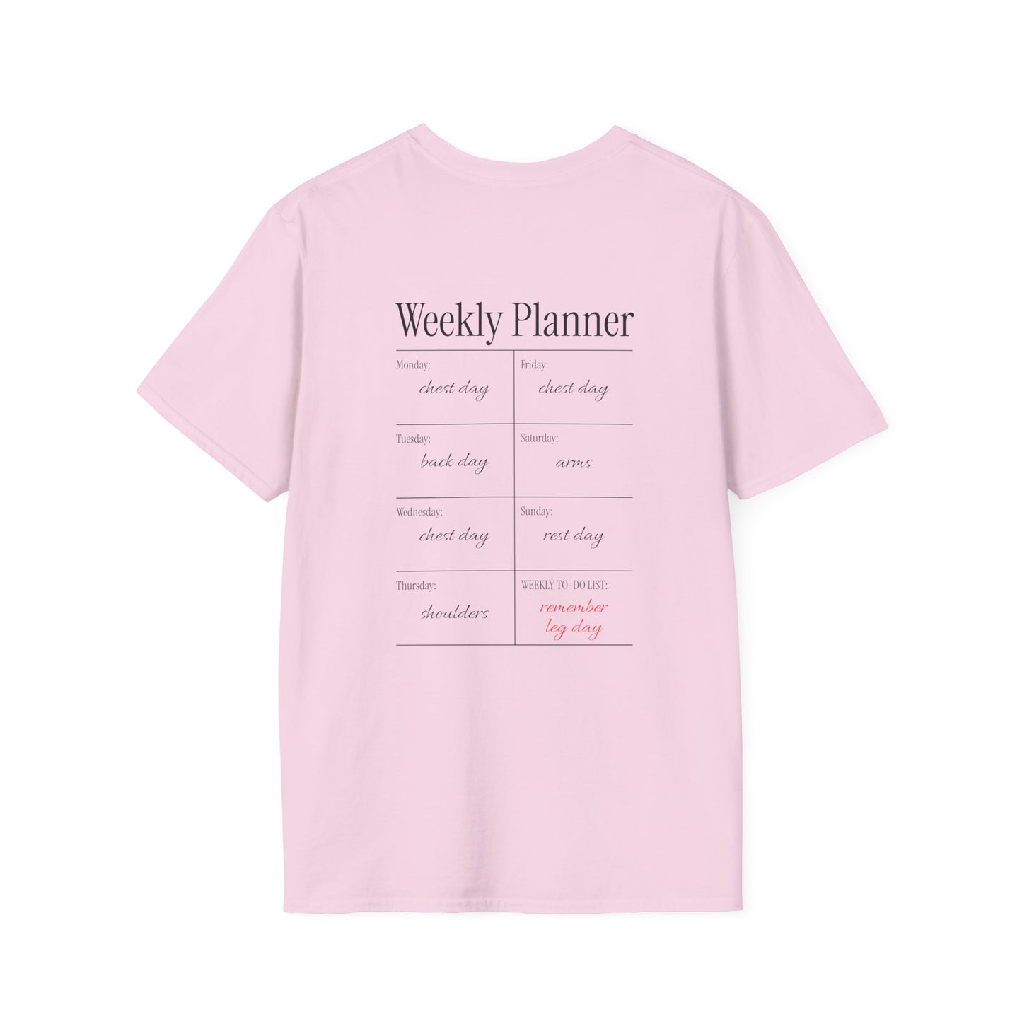 Weekly Gym Planner T-Shirt