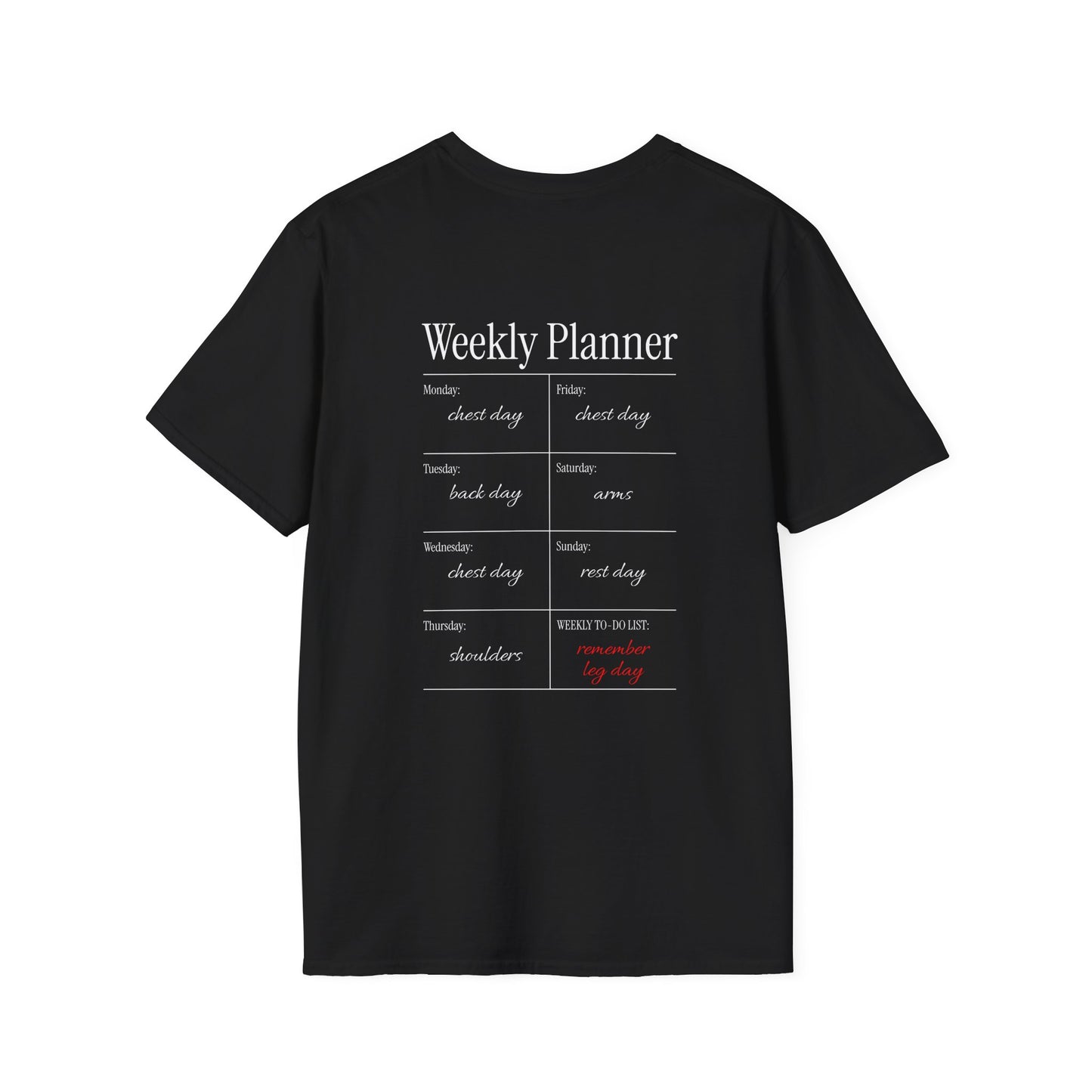 Weekly Gym Planner T-Shirt